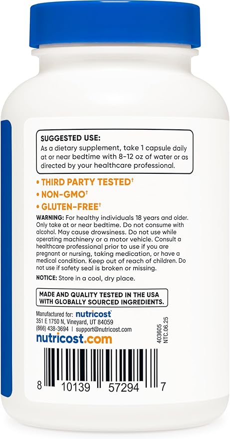 Nutricost Melatonin 5mg, 240 Capsules - 5mg Per Serving, Non-GMO, Gluten Free