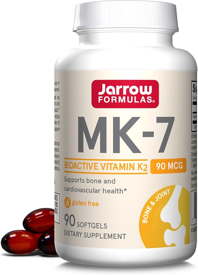 Jarrow Formulas MK-7 90 mcg - Bioactive Form of Vitamin K2-90 Servings (Softgels) - for Bone & Cardiovascular Health - Vitamin K2 MK-7 Dietary Supplement - Gluten-Free
