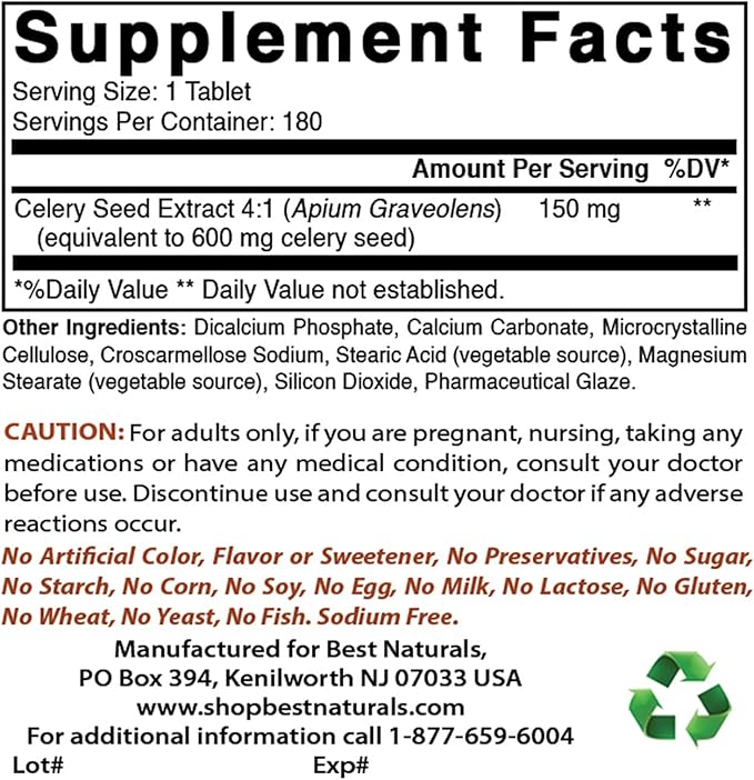 Best Naturals Celery Seed 600 Mg & Alpha Lipoic Acid 600 mg