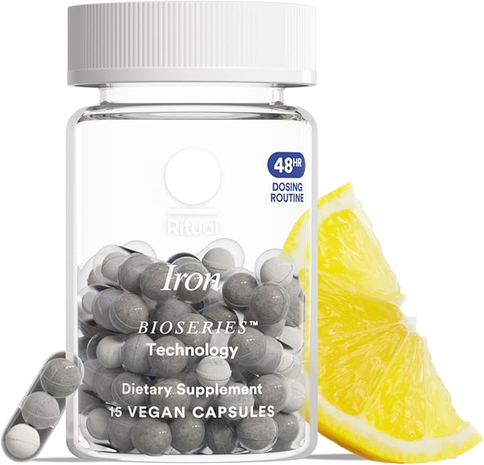 Ritual Iron Bisglycinate Supplement - 60mg - Gentle Support for Women with Low Iron Levels & Blood Boosting** - 48-Hour Dosing Routine - Plus Vitamin A, C - Vegan - Citrus - 15 Capsules - 15 Servings