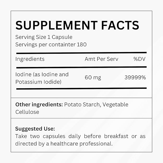 "Rebirth by NYOUTROPICS - Nootropic Iodine Supplement (180 Vegan Capsules), Provides Brain Support and Thyroid Support for Women and Men, Non-Accumulating Positive Monovalent Iodine Form"