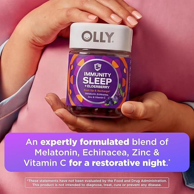 OLLY Sleep Immunity Melatonin Gummy, Vitamin C, Zinc, Echinacea, 3mg Melatonin, Immune and Sleep Support, Berry - 36