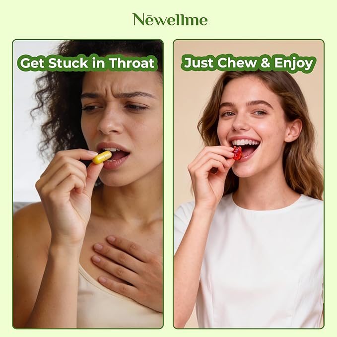 NEWELLME ACV Gummies with the Mother & B12 – Sugar-Free, Great-Tasting Vegan Gummies for Digestion, Metabolism & Daily Energy Support, 60 Count