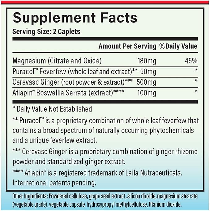 MigreLief-Now Fast-Acting Formula, As-Needed Nutritional Support for Migraine and Headache Sufferers - 60 Vegetarian Capsules