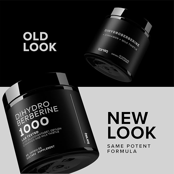 Toniiq Dihydroberberine Supplement - Ultra High Potency 1,000mg Formula with GlucoVantage, 10:1 Ceylon Cinnamon & 50:1 Milk Thistle - Third-Party Lab Tested