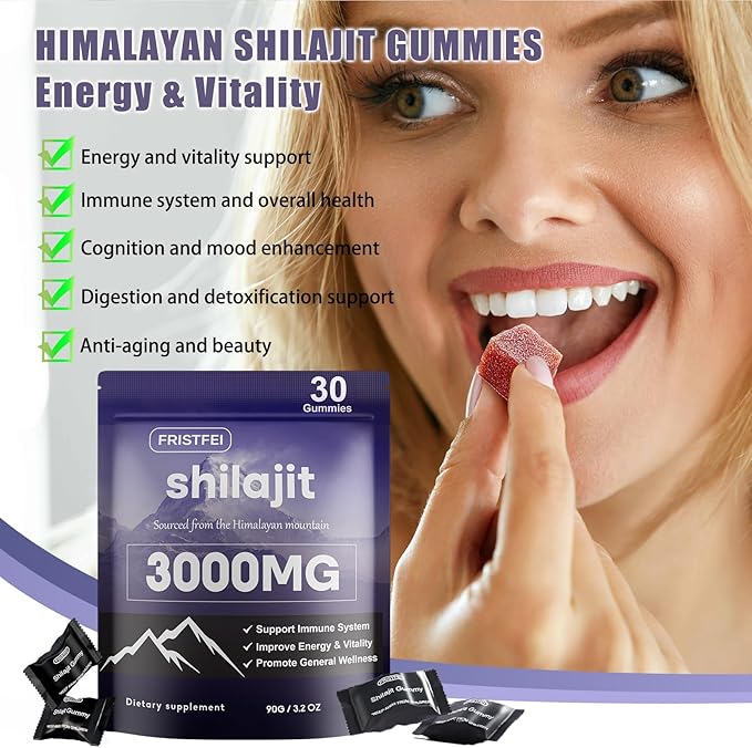 Pure Himalayan Shilajit Gummies for Men & Women - 100% Natural & Organic | 85+ Trace Minerals & Fulvic Acid | 30 Count | Individually Packaged