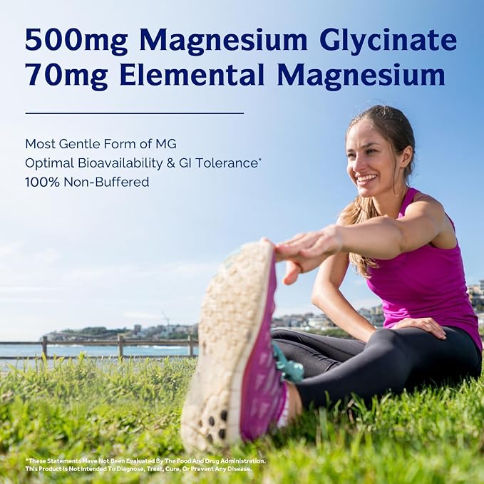 Innate Vitality Magnesium Glycinate 500mg | 70mg Elemental Magnesium Supplement - High Absorption, Non Buffered, Non-GMO & No Gluten - Vegan - Nerve Health - 60 Capsules (Pack of 1)