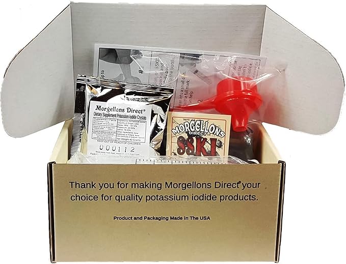 SSKI Iodine Potassium Iodide Solutions Mixing Kit Includes Necessary Tools and pre-Measured Dietary Supplement Potassium Iodide Crystals. Just add Distilled Water.