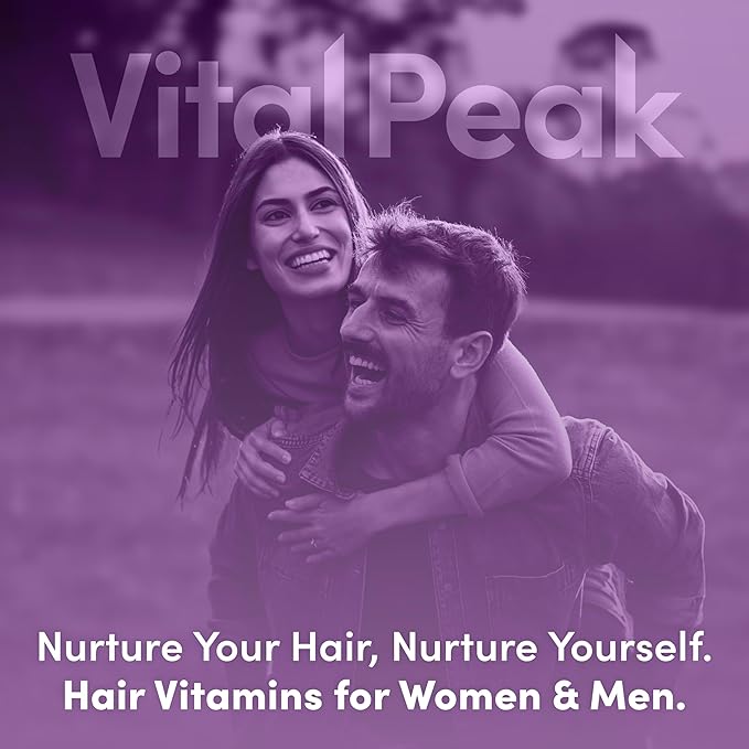 Vital Peak® Hair Peak - Hair Growth Supplement - Hair Vitamins to Support Healthy Hair with Biotin, Collagen, Saw Palmetto Extract, Keratin, Iron, Ionide, Zinc - Gluten Free, Dairy Free - 60 Capsules