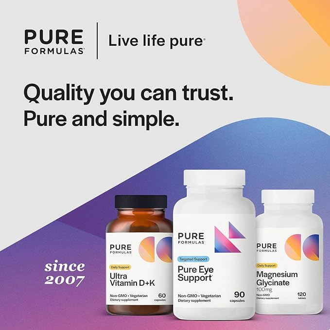 PureFormulas Pure Eye Support | Lutein and Zeaxanthin Supplement - 90 Vegetarian Capsules, 2-Pack
