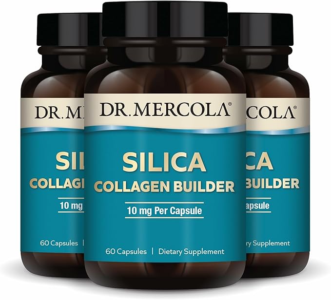 Dr. Mercola Silica Collagen Builder - Plant-Based Silica Supplement to Support Skin, Hair, Nail & Bone Health - Non-GMO, Gluten-Free & Soy-Free - 180 Capsules (90 Servings)