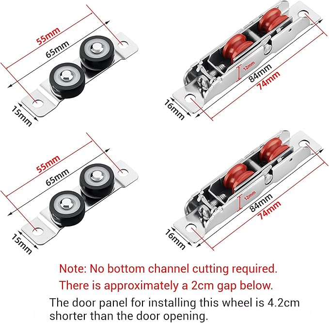 Adjustable Triple Rail Sliding Door Hardware Kit for 3-Panel Closets - Heavy-Duty Aluminum Track Set (220cm/86.6in) - Easy Installation, Recessed Mounting Solution