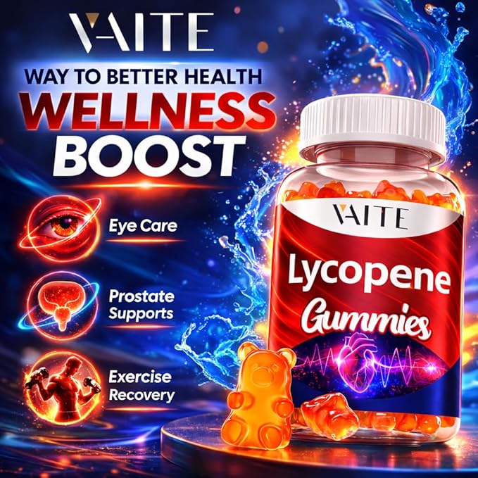 VAITE Lycopene Supplements for Men & Women 75mg Gummies - Antioxidant | General Wellness | Supports Skin & Vision | Daily Vitality | Plant-Based, Sugar-Free, 60 Vegan Gummy Chews, Non-GMO, Chewables