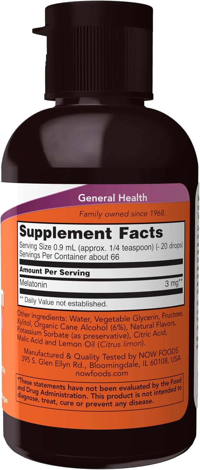 NOW Foods Supplements, Liquid Melatonin, 3 mg Per Serving, Fast Absorbtion and Great Taste, 2-Ounces