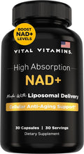 Vital Vitamins NAD Supplement - NAD+ (Nicotinamide Adenine Dinucleotide) for Men & Women - Made with Liposomal Delivery - Cellular Anti-Aging Support, Energy, Focus - 30-Day Supply