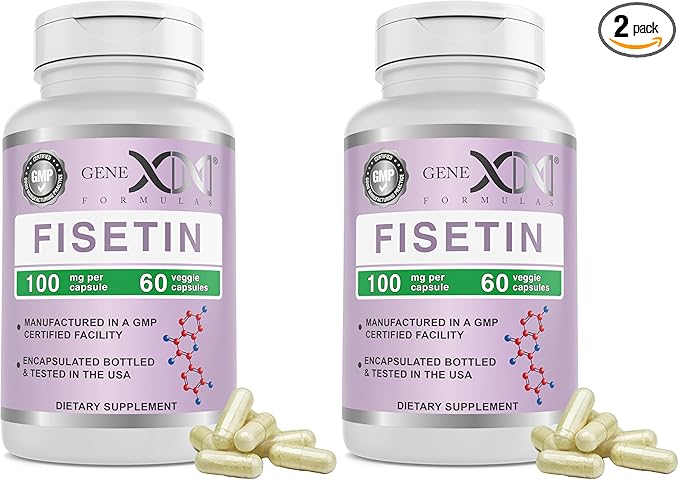 Genex Formulas Fisetin 100mg/Serving (60 Capsules) - Antioxidant That Supports Healthy Aging, Brain Wellness & Cognitive Health - Non-GMO, Gluten Free, Vegetarian - 2 Month Supply (Pack of 2)