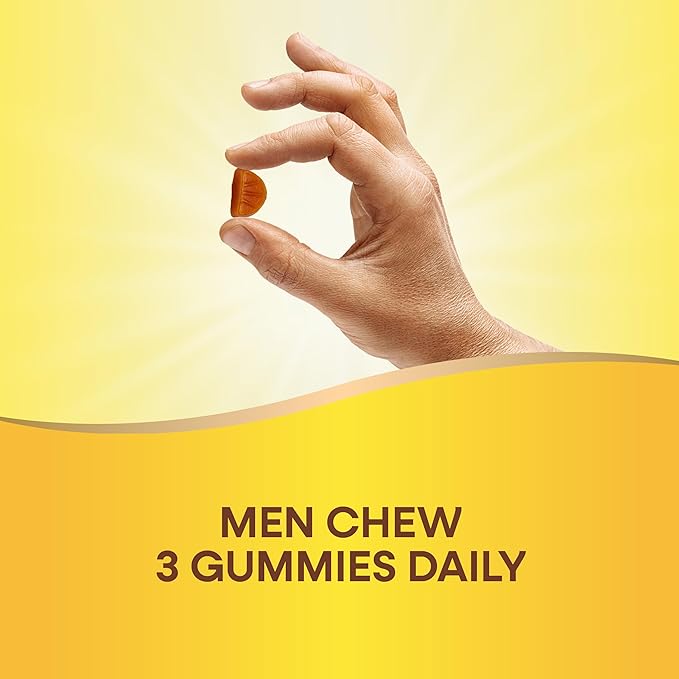 Nature's Way Alive! Men’s 50+ Premium Gummy Multivitamin, Supports Healthy Heart, Brain & Muscle Function*, B-Vitamins, Vegetarian, Grape, Orange and Cherry Flavored, 75 Gummies, (Pack of 2)