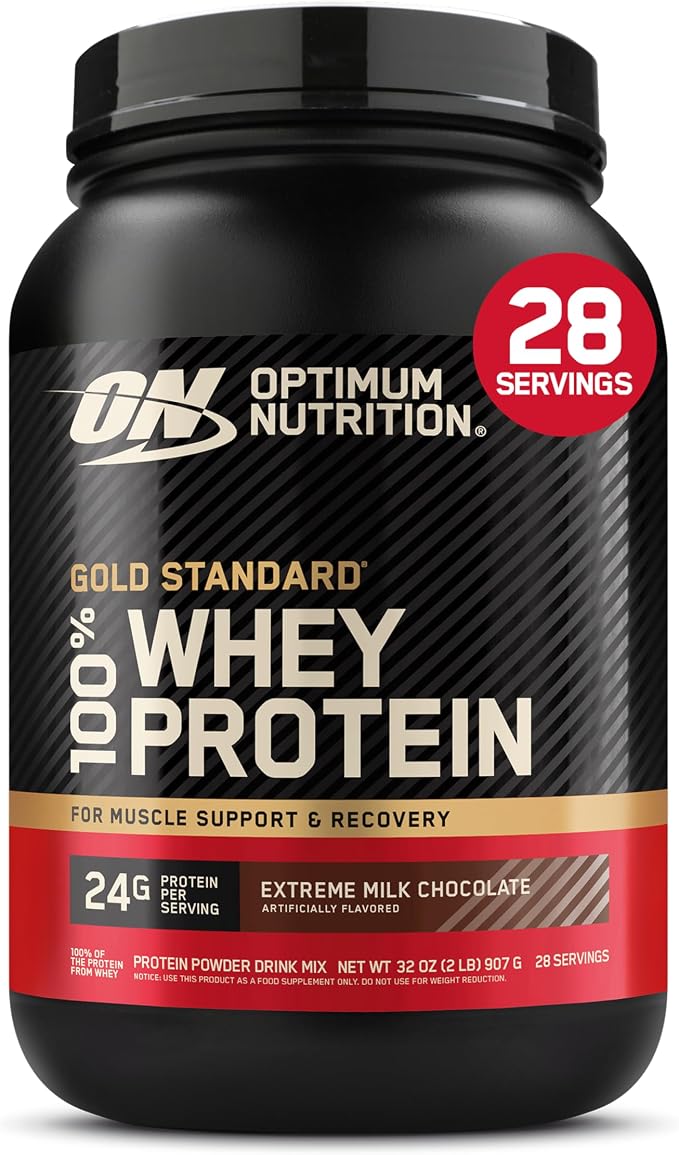 Optimum Nutrition Gold Standard 100% Whey Protein Powder, Extreme Milk Chocolate, 2 Pound (Pack of 1) (Packaging May Vary)