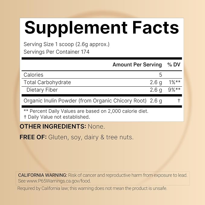 NatureBell Organic Inulin Prebiotic Fiber Powder, 1lb | Natural Chicory Root Source – Easily Mixes with Coffee or Smoothies – Fiber Supplement for Women & Men – Non-GMO, Vegan Friendly, Gluten Free