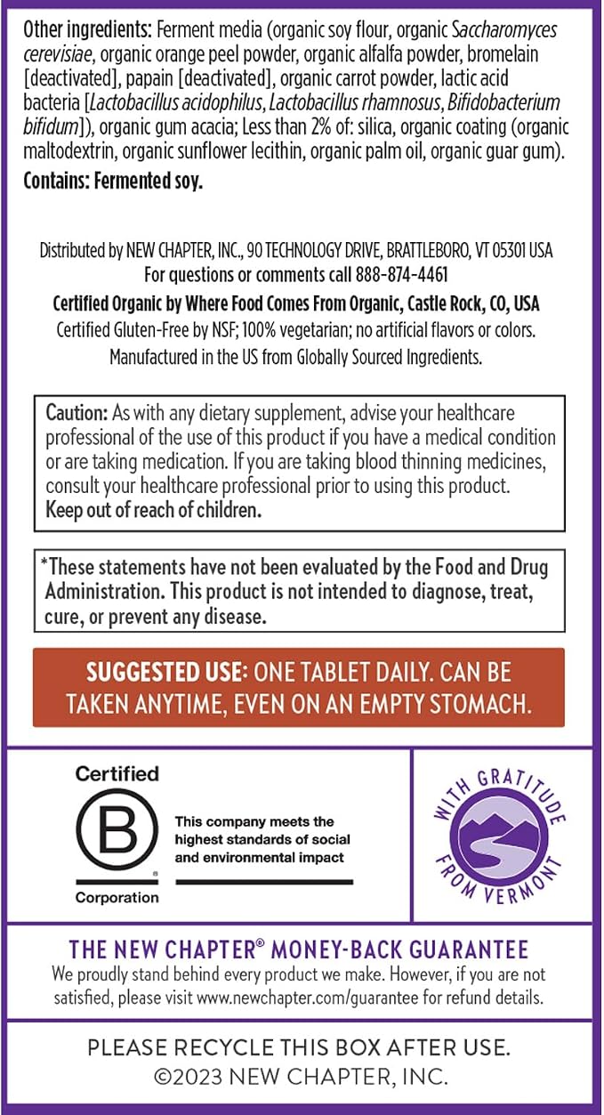 New Chapter Men’s Multivitamin, B6, Extra B12, D3, Vitamin C & Zinc, Immune, Heart, Cellular Energy, and Brain Health, Gentle on The Stomach, One Daily, Non-GMO, Gluten-Free, 18+, 48 Tablets