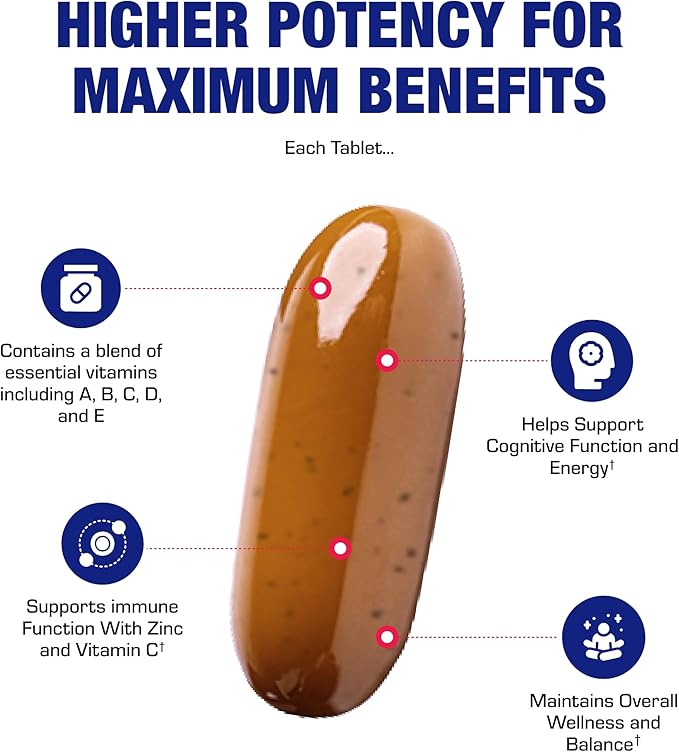 30-In-1 Adult Multivitamin with Iron - Antioxidant Rich Over 50 Multivitamin for Women and Men with Vitamins A C D E B Complex Zinc Magnesium Myo Inositol Lutein Lycopene & More - 2 Month Supply