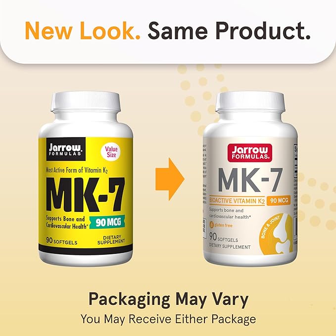 Jarrow Formulas MK-7 90 mcg - Bioactive Form of Vitamin K2-90 Servings (Softgels) - for Bone & Cardiovascular Health - Vitamin K2 MK-7 Dietary Supplement - Gluten-Free