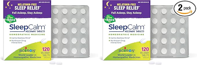 Boiron SleepCalm Tablets Sleep Aid for Deep,Relaxing,Restful Nighttime Sleep - Melatonin-Free and Non Habit-Forming -,120 Count (Pack of 2)