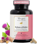 Winged Wellness Balanced Babe, Hormone Balance & Estrogen Detox Supplement for Women - 100mg DIM & Milk Thistle for PMS Bloating, Cramps, Mood, Hormonal Acne, & PCOS Support, 60 Capsules