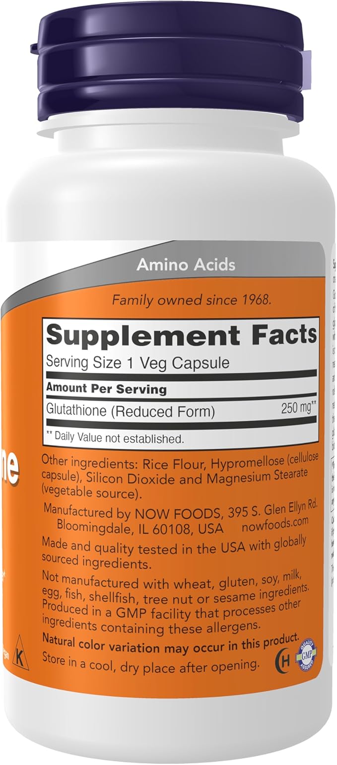 Now Supplements, Glutathione 250 mg, Detoxification Support*, Free Radical Neutralizer*, 120 Veg Capsules