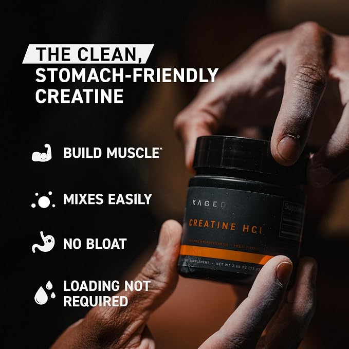 Kaged Creatine HCl Powder | 7X Concentrated vs Mono | Muscle Building & Recovery | High Absorption | No Bloating | Creatine for Men & Women | Vegan, Gluten Free | Lemon Lime | 75 Servings