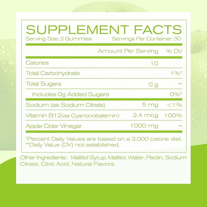 NEWELLME ACV Gummies with the Mother & B12 – Sugar-Free, Great-Tasting Vegan Gummies for Digestion, Metabolism & Daily Energy Support, 60 Count