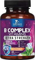 B Complex Vitamins Capsules - Super Complete B-100 Complex with Vitamin B12 B6 C Biotin Folate & Folic Acid for Immune & Energy Support - Supplement for Heart, Brain, & Nerve Support - 60 Capsules