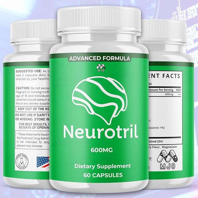 Neurotril Capsules, Official Neuro tril Pills with All Natural Ingredients, Advanced Neurotril Capsules Overall Health and Wellness Vitamin Formula with Maximum Strength Multivitamins (60 Capsules)
