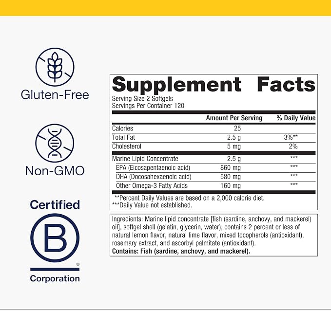 Metagenics OmegaGenics Fish Oil EPA-DHA 720 mg - High Potency Omega-3 Supplement* - Supports Heart, Joint, Brain & Immune Health* - Sustainably Sourced, Purity-Tested Fish Oil - 240 Softgels