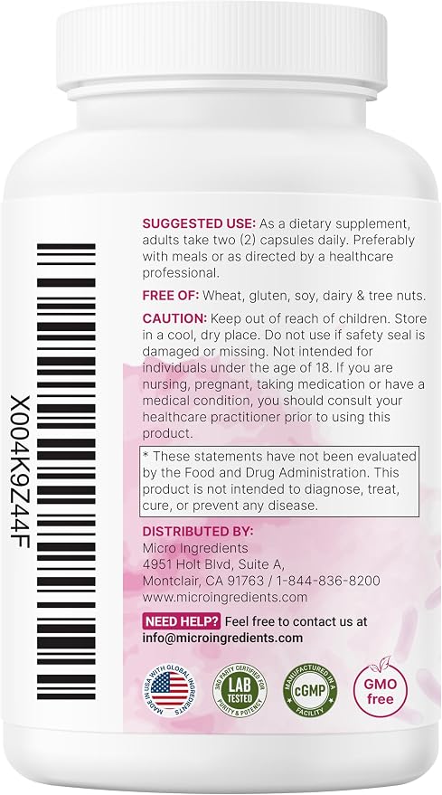 Micro Ingredients Probiotics for Women 100 Billion CFU with Prebiotics, 120 Veggie Capsules | pH Balance, Urinary Tract, Vaginal & Gut Health Support* | 40 Strains with Cranberry, D-Mannose & More