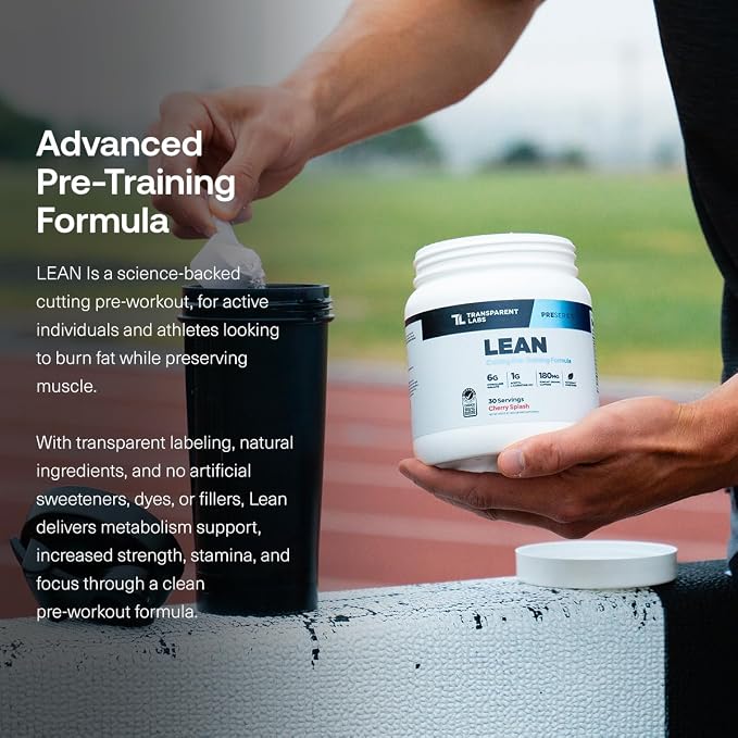 Transparent Labs Lean Pre-Workout - Body Recomposition Pre Workout for Men and Women with Acetyl L-Carnitine, Beta Alanine Powder, & PurCaf Organic Caffeine Powder - 30 Servings, Blue Raspberry