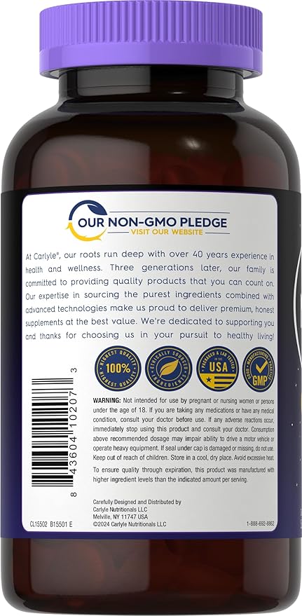 Carlyle Melatonin Gummies 10mg | 180 Count | Adult Drug Free Aid | Berry Flavor | Vegan, Non-GMO, Gluten Free Supplement