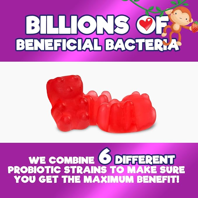 Probiotic for Kids - Natural Immune Support & Digestive Health Supplement - Nature's Daily Children's Probiotic Gummy for Ages 4+ Vegan, Gluten, Soy & Dairy Free - Berry Flavored - 120 Gummies