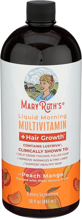 MARYRUTH'S Liquid Multivitamin+Hair Growth | Clinically Tested for Thicker Hair & Facial Wrinkles in Women | Biotin 10000mcg | Lustriva Hair Growth Supplement | Skin Care | Age 18+ | 30 Fl Oz