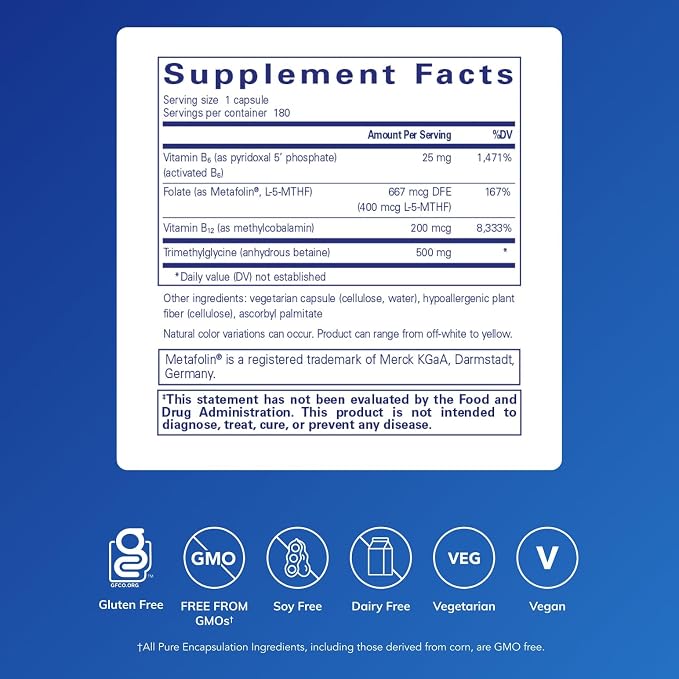 Pure Encapsulations Homocysteine Factors | Supplement to Support Normal Homocysteine Levels and Cardiovascular Health* | 180 Capsules