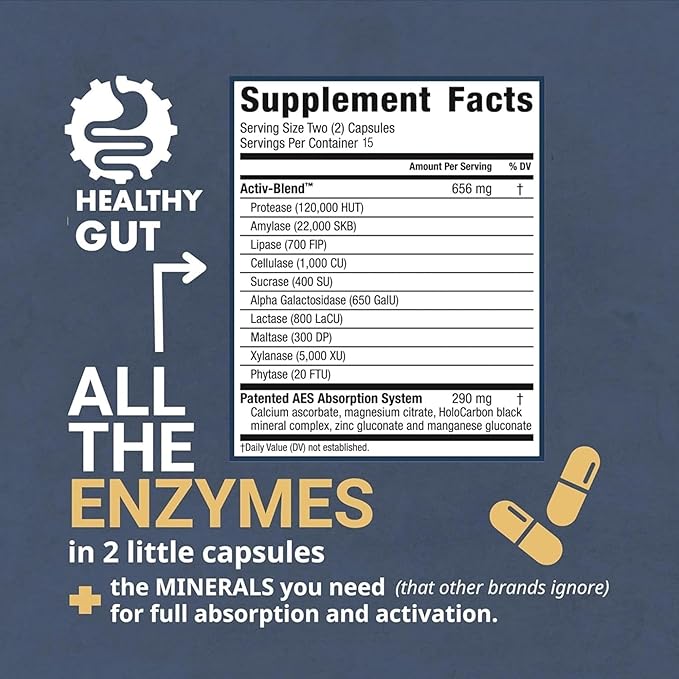 Healthy Gut HoloZyme Max Strength Digestive Enzymes | FODMAP-Friendly Formula Prevents Bloating, Gas, & Indigestion w/Protease, Amylase, Lipase, Lactase, and More | 15 Servings (Sample Bottle)