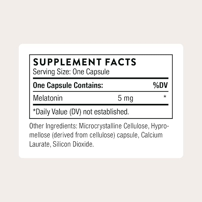 THORNE - Melaton-5-5 mg Melatonin Supplement - Supports Normal Circadian Rhythms, Restful Sleep & Relaxation* - Third-Party Certified - Gluten, Dairy & Soy-Free - 60 Capsules