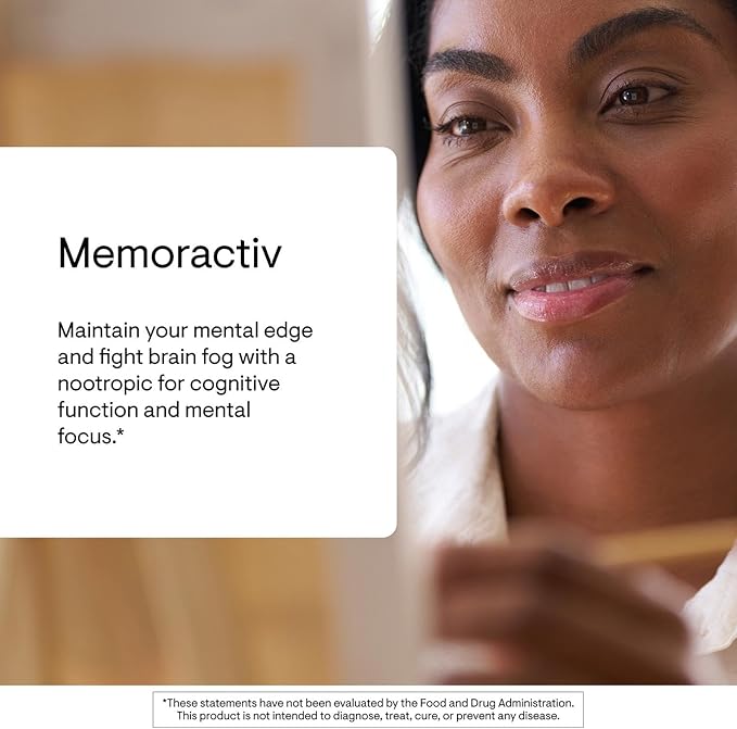 THORNE - Memoractiv - Nootropic Brain Supplement for Focus, Cognitive Function, Creativity & Concentration* - Ashwagandha, Caffeine, Acetyl-L-Carnitine & More - Gluten-Free, Dairy-Free - 60 Capsules