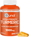 Qunol Turmeric Curcumin Supplement, 1000mg with Ultra High Absorption, for Joint Support, Extra Strength Capsules, 240 Count