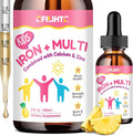 Liquid Iron Supplement for Kids, Women & Men - with Calcium, Zinc, Kids Multivitamin with Iron Drops - Blood Builder & Energy Support for Iron Deficiency, Anemia, Pineapple Flavor 2 Fl Oz