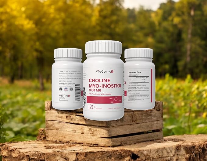 Choline and Myo-Inositol Supplement, 1000 mg Each, 120 Veggie Capsules 100% Vegetarian, Non-GMO & Gluten Free