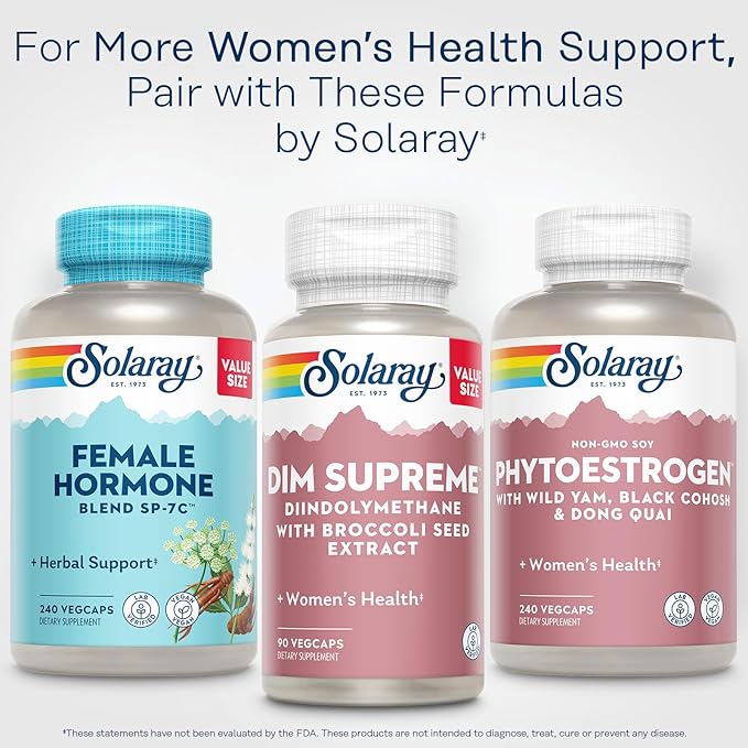 SOLARAY DIM Supreme - DIM Supplement 100mg - Diindolylmethane DIM Complex with Broccoli Seed Extract and Bioflavonoids - Women's Health and Balance Support - 60-Day Guarantee - 90 Servings, 90 VegCaps