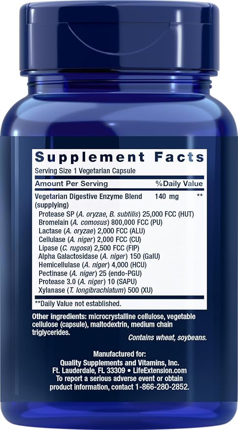 Life Extension Enhanced Super Digestive Enzymes, 60 Vegetarian Capsules (Pack of 2)