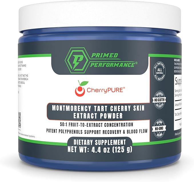 CherryPURE® Tart Cherry Powder, Skin-Derived Montmorency Cherry for Daily Recovery, 125g (250 Servings)