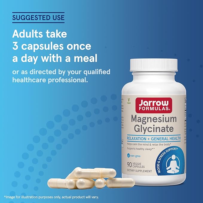 Jarrow Formulas Magnesium Glycinate Veggie Capsules - 360 mg Magnesium per Serving,Supports Relaxation and Healthy Sleep,30 Day Supply,90 Count (Pack of 2)